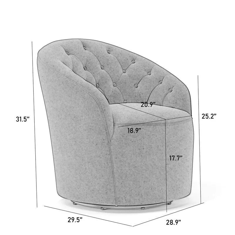 Lot de 2 fauteuils tonneaux modernes pivotants à 360 degrés, revêtement en velours et dossier capitonné à boutons SEYNAR