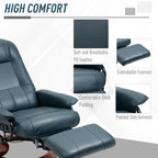 HomCom verstelbare handmatige relaxfauteuil van imitatieleer met draaivoet en comfortabele, ontspannende voetensteun