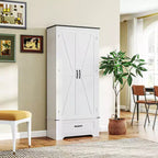 Armoire garde-manger de style champêtre HOMCOM 72 avec portes de grange, grand meuble de rangement pour la cuisine avec étagères réglables et tiroir
