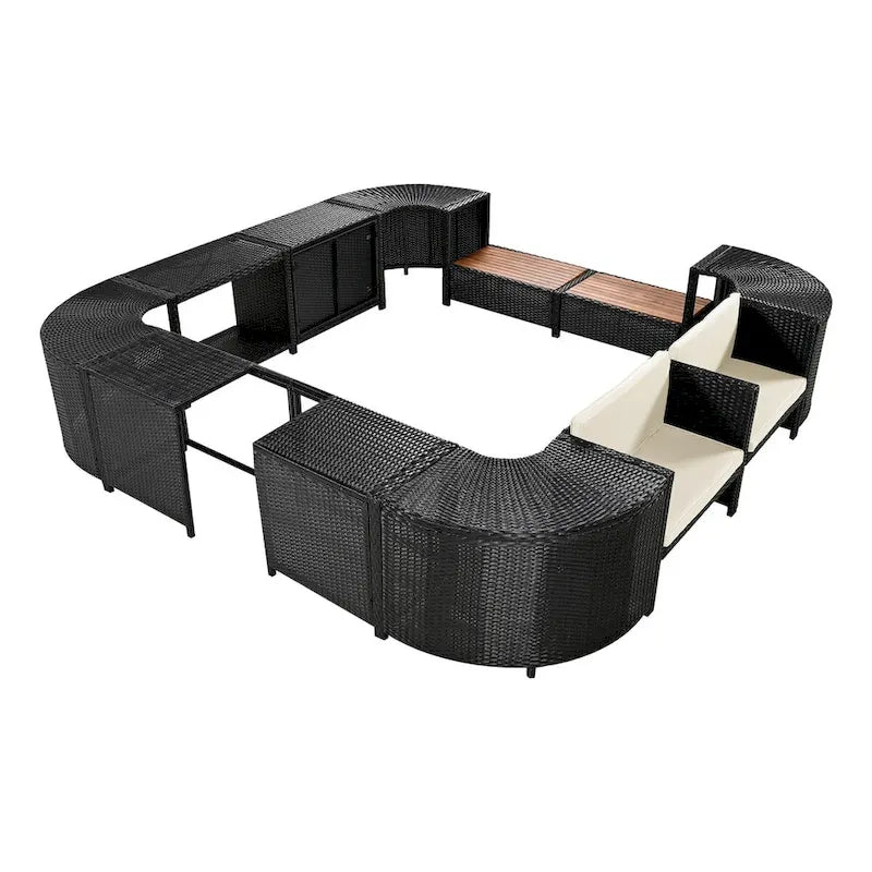 Spa Surround Spa-frame, vierkante modulaire loungeset voor buiten van rotan
