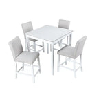 Modern 5-Piece Dining Set with Square Counter Height Table & 4 Upholstered Chairs