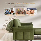 Dyonery 3-in-1-Schlafsofa, ausziehbares Schlafsofa mit Seitentasche und verstellbarer Rückenlehne, werkzeugloser Aufbau, klappbares Zweisitzersofa