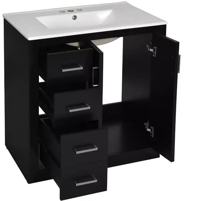 30 Badezimmer-Waschtischunterschrank mit einem Waschbecken, Schrank und 3 Schubladen ??Schwarz / Blau / Grün / Indigo / Weiß