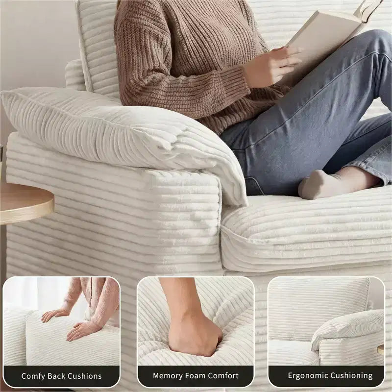 Dyonery 86 Cloud 2-Sitzer-Sofa, tiefe Sitzfläche und breite Armlehnenkissen, stabiler Rahmen, atmungsaktives ergonomisches Design