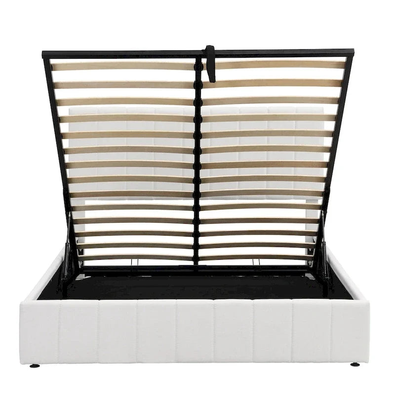 Polsterbett in Queen-Size mit hydraulischem Stauraumsystem - Beige