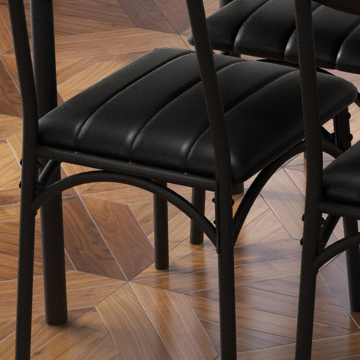 Rechthoekige eetkamerset voor 4 personen met gestoffeerde stoelen