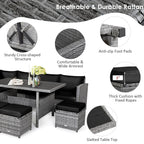 Costway 7-delige diningset van rotan voor het terras, modulaire bank, sofa en voetenbank - bekijk de details