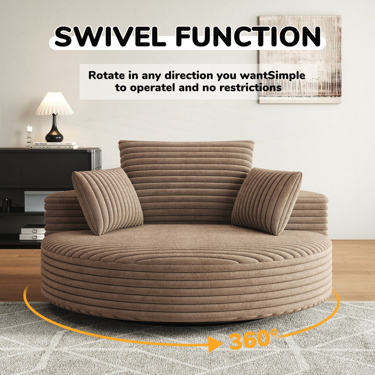 Draaifauteuil voor één persoon van corduroy, chenille en schuim