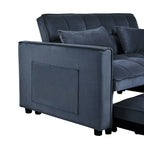 Modernes Ausziehsofa mit Schlaffunktion, 3-in-1-Schlafsofa mit verstellbarer Rückenlehne, Samt-Zweisitzer, Kissen und Seitentaschen