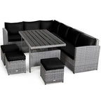 Costway 7-delige diningset van rotan voor het terras, modulaire bank, sofa en voetenbank - bekijk de details