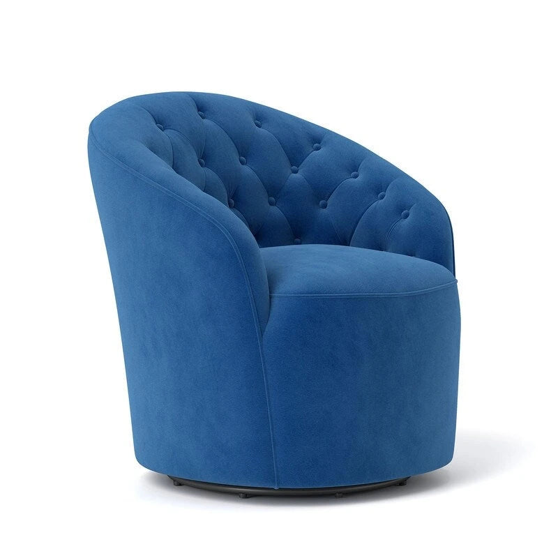 Lot de 2 fauteuils tonneaux modernes pivotants à 360 degrés, revêtement en velours et dossier capitonné à boutons SEYNAR