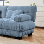 L-vormige loveseat, hoekbank van chenille met lendenkussens