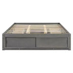 Whisen Queen Platform Bed Frame with 4 Storage Drawers and Footboard Storage