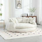 Comfortabele tweezits slaapbank met afgeronde rugleuning, extra grote slaapbank met armleuningen