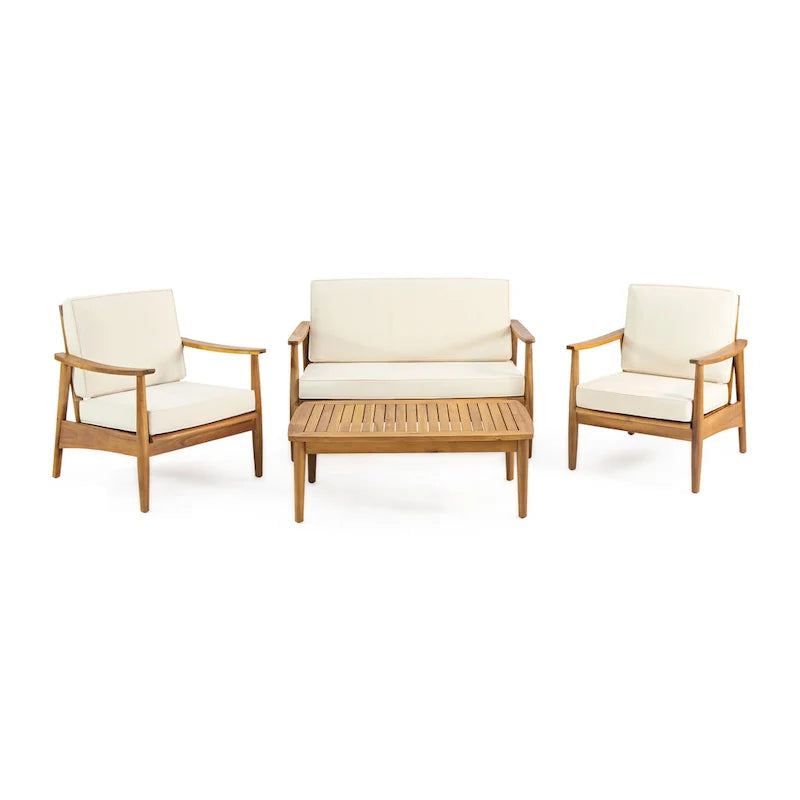 Ensemble de salon de jardin 4 places en bois d’acacia Willowbrook de Christopher Knight Home