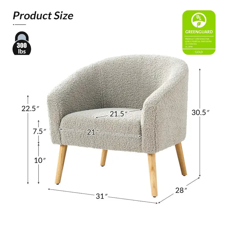 Moderne Sheila-fauteuil van bouclé met een breedte van 30 W en poten van massief hout, set van 2, van HULALA HOME