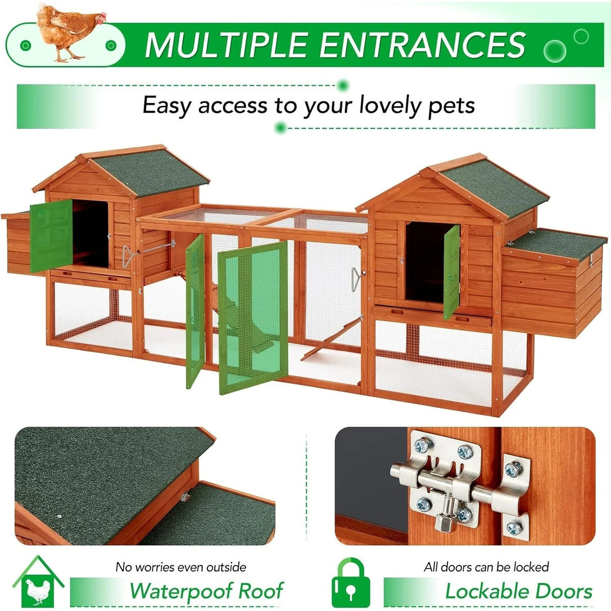Grand poulailler en bois AECOJOY de 144' avec enclos