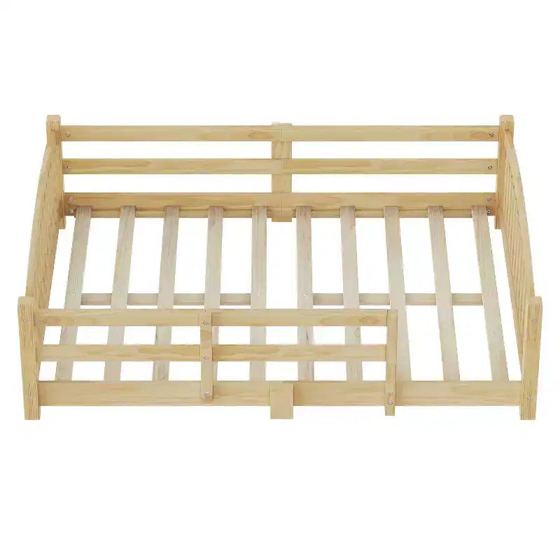 Luxystar Montessori-bed in full size met laag profiel, veiligheidsrails en hoofdeinde