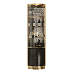 Glam Glossy Glass Gold Metal Rounded Display Corner Cabinet