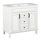 36'' Modern Bathroom Vanity with Top Sink and Mirror Cabinet,2 Doors and 2 Drawers