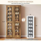 Hoge schoenenkast van Lantine met deuren, schoenenopbergruimte met 8 niveaus en verstelbare planken, moderne schoenenkast voor hal, kledingkast of woonkamer, wit