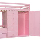 Full Over Full Modern Bunk Bed With Built In Closet And 7 Storage Drawers