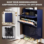 CLIHOME 24 Pair Entryway Shoe Storage Organizer Cabinet Flip Drawers Closet Shoe Rack Shelf Organizer