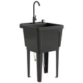 Tragbares Mehrzweck-Waschbecken mit Waschbottich, freistehendes Waschbecken mit Wasserhahn, Seifenspender und Schläuchen