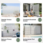 MAYEERTY 72x47 wit, natuurlijk privacyscherm voor buiten, set van 6 natuurlijke vouwschermen voor de achtertuin en tuin