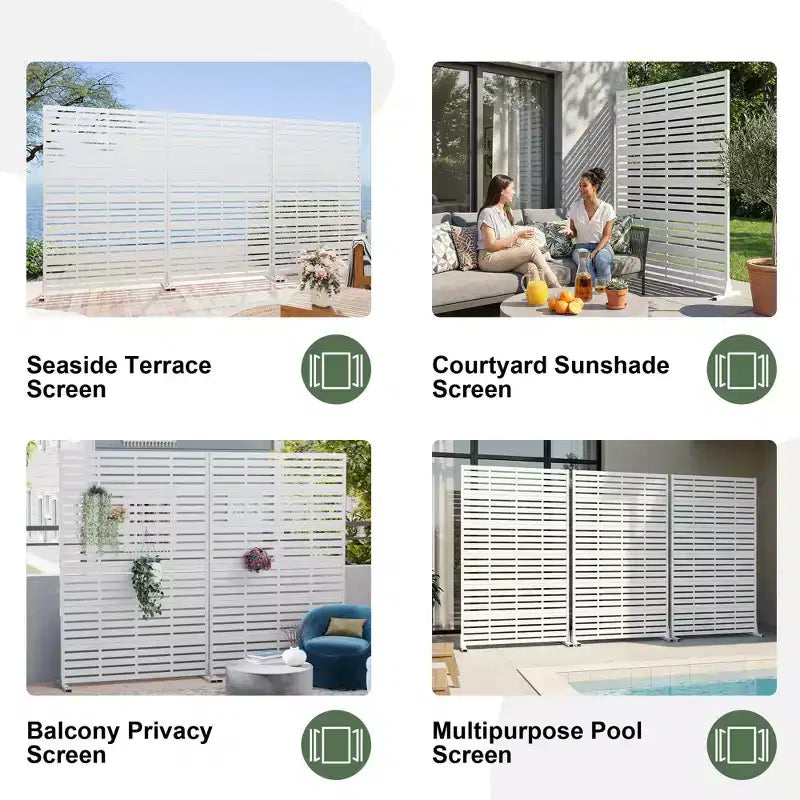 MAYEERTY 72x47 wit, natuurlijk privacyscherm voor buiten, set van 6 natuurlijke vouwschermen voor de achtertuin en tuin