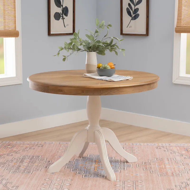Table ronde à piètement central en bois massif