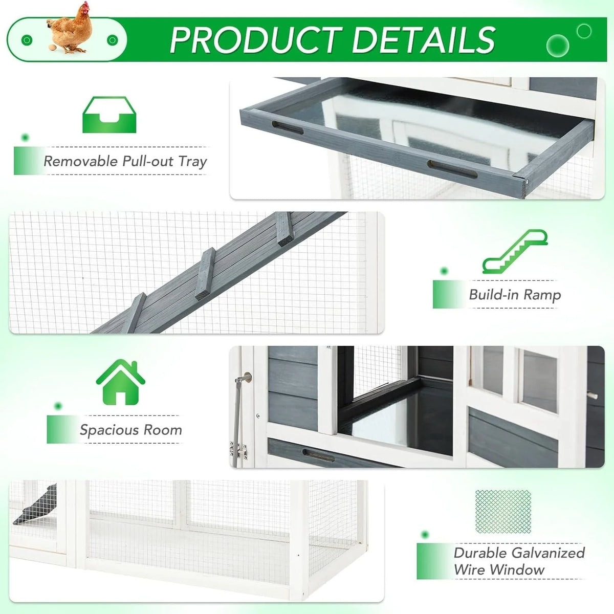 Grand poulailler en bois AECOJOY de 144' avec enclos