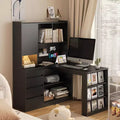 Hoekbureau in L-vorm van 46 inch met boekenkast en lades