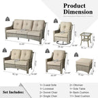 XIZZI 9-piece Outdoor Patio Furniture Conversation Set with Swivel Chair