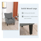 Erommy moderne fauteuil, fauteuil met hoge rugleuning, gestoffeerde eenzitsbank met knopen en houten poten voor de woonkamer