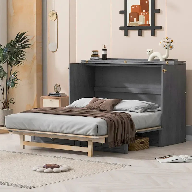 Opklapbed voor queensizebed met grote lades