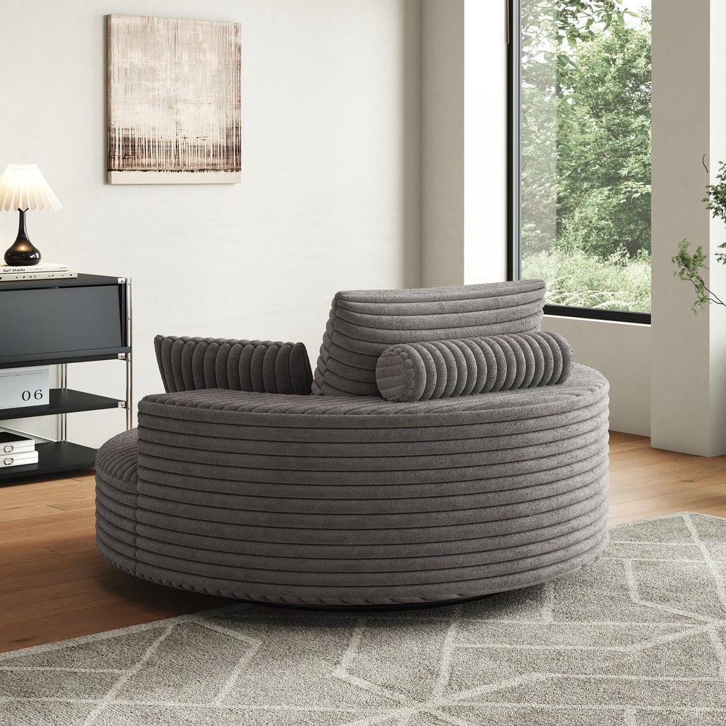 Draaifauteuil voor één persoon van corduroy, chenille en schuim