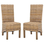 Set aus 2 Esszimmerstühlen aus naturbelassenem Rattan, 19W x 22D x 41H, Boho-Küstenstil