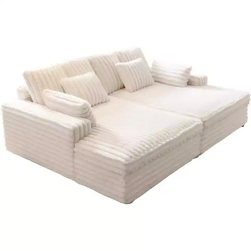 AMERLIFE dubbele chaise longue voor twee personen, comfortabele bank met diepe zitting, lendekussens en brede armleuningen, eenvoudig te monteren, imitatiebont