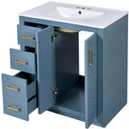 30 Badezimmer-Waschtischunterschrank mit einem Waschbecken, Schrank und 3 Schubladen ??Schwarz / Blau / Grün / Indigo / Weiß