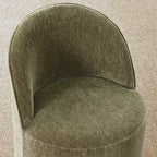 Ensemble de salle à manger moderne pour 6 personnes, table ronde à piètement central, fauteuils pivotants en forme de tonneau à roulettes, chenille texturée - Panipeachy