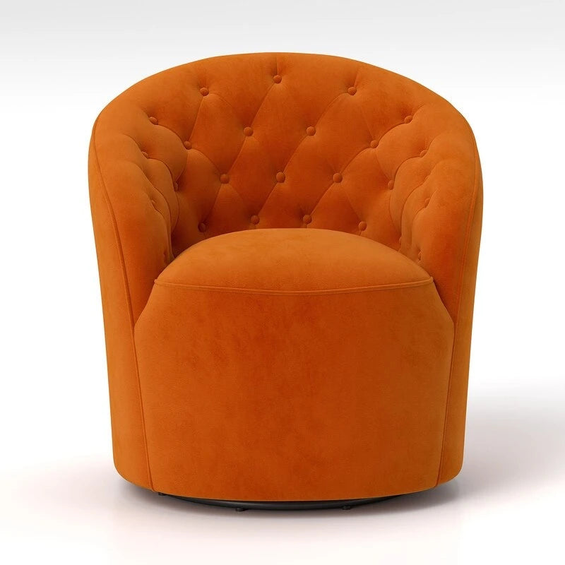 Lot de 2 fauteuils tonneaux modernes pivotants à 360 degrés, revêtement en velours et dossier capitonné à boutons SEYNAR