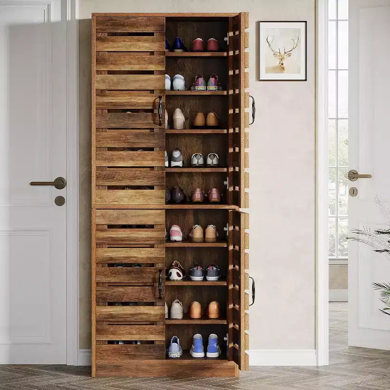 Lantine 70.8 hoher Schuhschrank mit Lamellentüren, 9 Ebenen, Platz für 27 Paar Schuhe