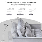 Modernes Ausziehsofa mit Schlaffunktion, 3-in-1-Schlafsofa mit verstellbarer Rückenlehne, Samt-Zweisitzer, Kissen und Seitentaschen