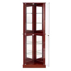 Corner Curio Cabinet, Cherry/Walnut, 4-Door Glass Display Cabinet