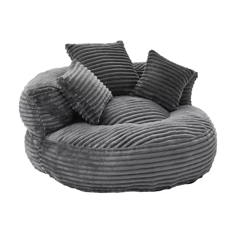 Sofa typu bean bag dla dorosłych i dzieci, duży fotel typu bean bag z sztruksu, 3 poduszkami i podłokietnikami do salonu lub sypialni