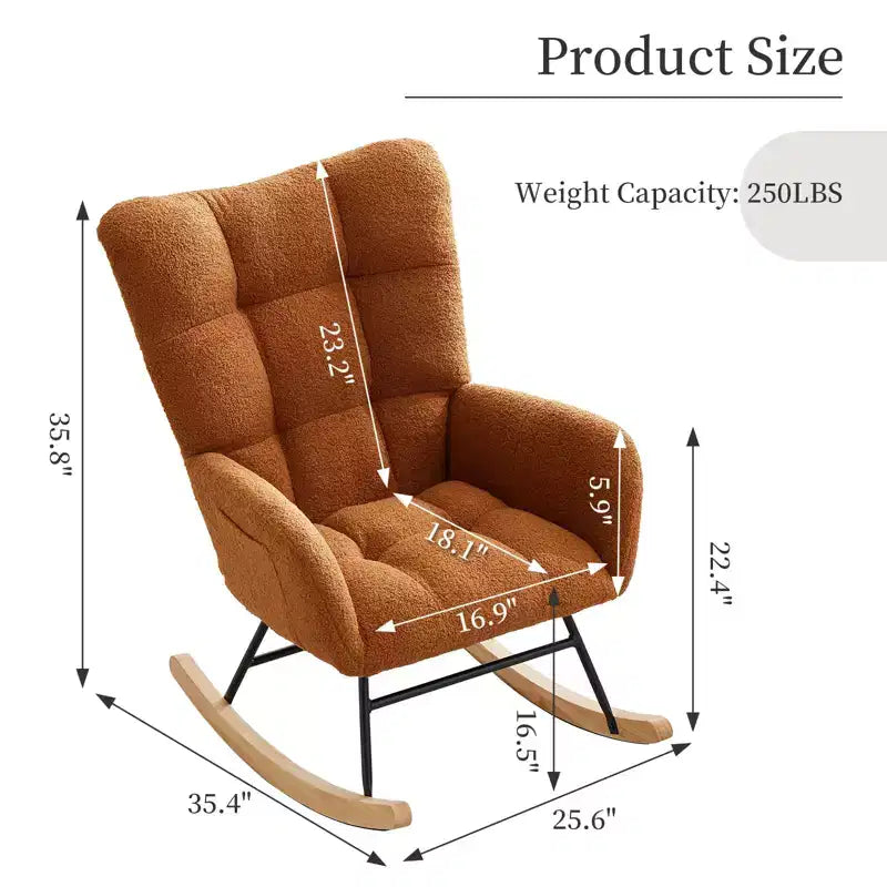 Fauteuil à bascule pour chambre de bébé, fauteuil à glissière pour le salon et l'allaitement, fauteuils d'appoint confortables pour chambre, fauteuils d'intérieur rembourrés en peluche effet teddy