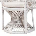 Moderner Boho-Pfauensessel Kallima aus weißem Natur-Rattan