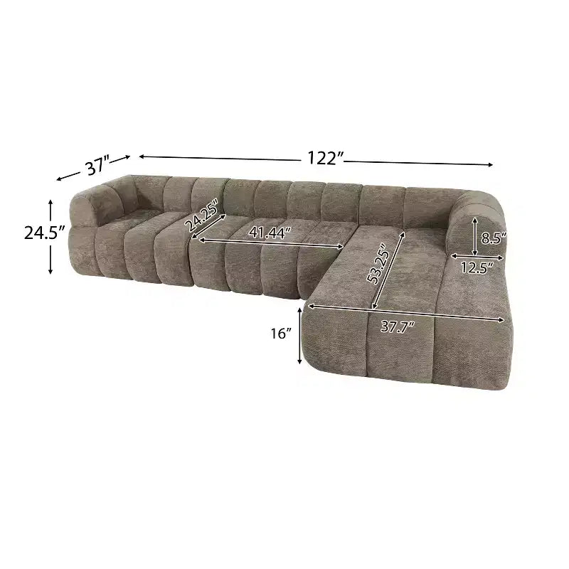 Nowoczesna narożna sofa segmentowa w kształcie litery L Christopher Knight Home Keri 122 z pianką o wysokiej gęstości i niskim oparciem