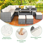 Costway 7-delige diningset van rotan voor het terras, modulaire bank, sofa en voetenbank - bekijk de details